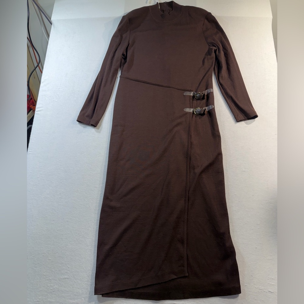 Vintage Nina Leonard Chocolate Brown Knit Maxi Dress